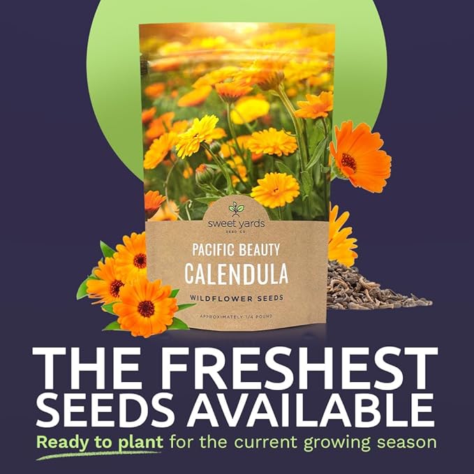 Calendula ‘Pacific Beauty Mix’ – Bulk Quarter Pound Bag – Over 12,000 Open Pollinated Non-GMO Wildflower Seeds – Calendula officinalis