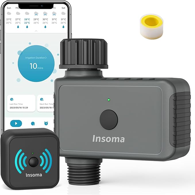 WiFi Sprinkler Timer, WiFi Water Timer for Garden, Smart Hose Timer with WiFi Hub Support 2.4GHz, App/Voice Control Work with Alexa & Google Assistant, Rain Delay & Manual Watering,for Yard Lawn Plant