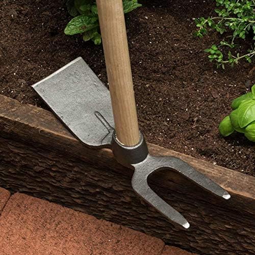 Kings County Tools Mini-Hoe & Two-Prong Grubber | Double-Sided Carbon Steel Blades | Lightweight Ash Handle | Gardening Tool | Weed and Break Up Soil with Less Effort