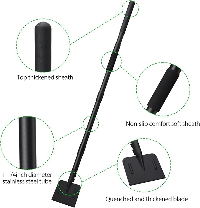 Multifunctional Garden Cleaning Shovel, Heavy Duty Steel Flat Shovel with 67" Adjustable Handle, Gardening Scraper Shovel, Outdoor Spade Tool for Weeding, Lawn Edging, Digging, Ice Removal