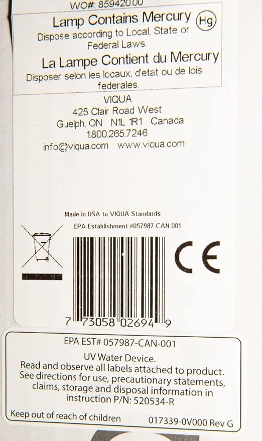 Viqua S810RL Replacement Water System UV Lamp for S8Q-PA