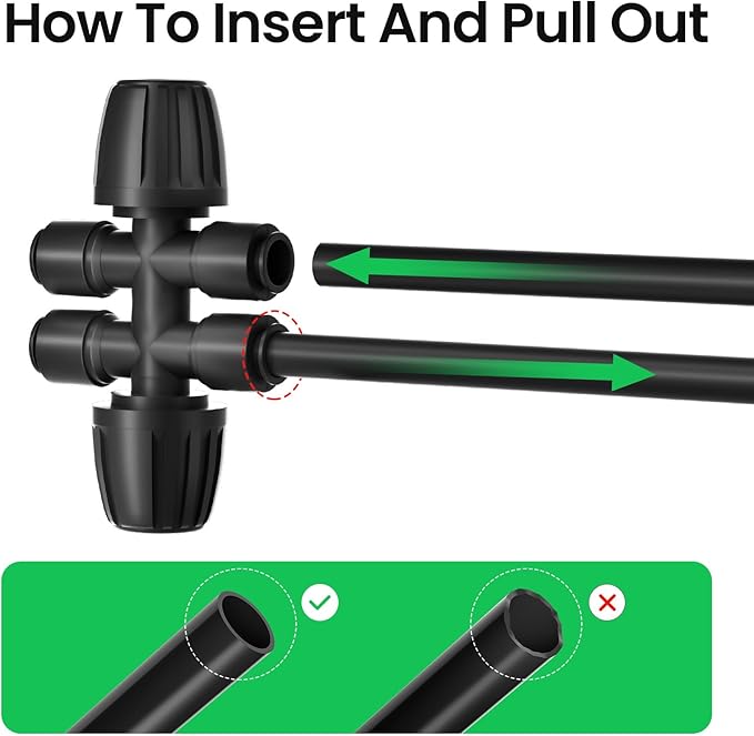 4 Packs 1/2''to 1/4''Barbed Tee Quick Connector,Drip Irrigation Fittings for 4-Way Connector