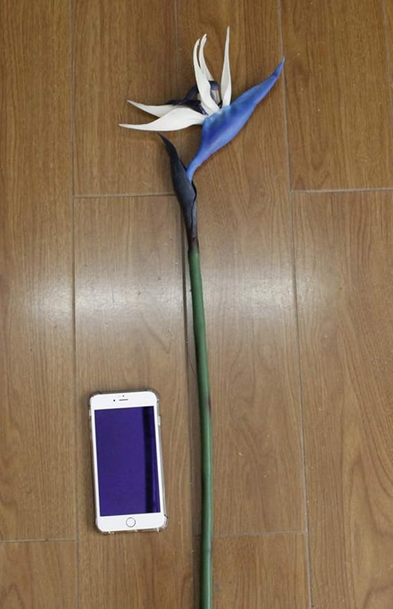 Large Bird of Paradise 32 Inch Permanent Flower,UV Resistant No Fade Flower Part is Made of Soft Rubber PU,Artificial Flower Plants for Home Office 2 Pcs (Blue)