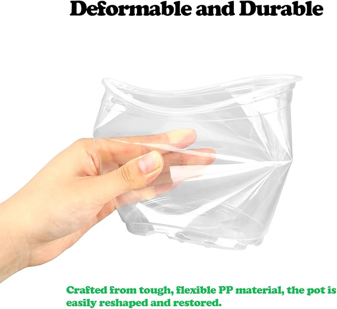 RAOOKIF 30 Pack 5/6/7 Inch Reinforced Clear Nursery Pots with Drainage Holes, Clear Nursery pots Variety Pack, Transparent Plastic Plant Pots for Seedlings, Clear Seed Starters