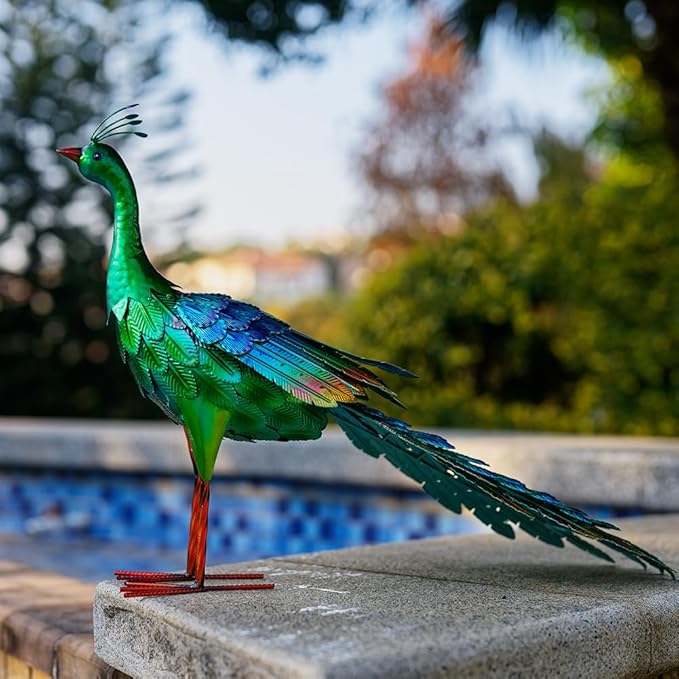 DREAMSOUL Peaock Garden Statues Metal Garden Sculptures & Statues Peacock Statue for Patio Yard Gift