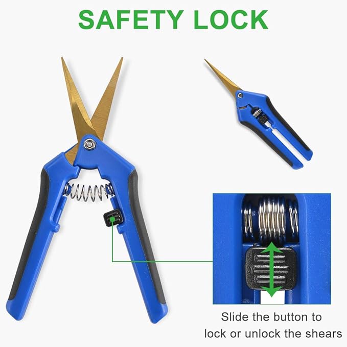 GROWNEER 6 Packs 6.5 Inch Pruning Shears with Curved Blades Trimming Scissors For Gardening Hand Pruning Snips Titanium Coated Precision Blades