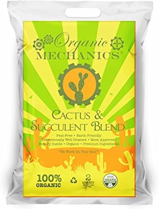 Cactus and Succulent Blend Potting Soil, 2 Quarts – Enhances Root Growth & Water Drainage with Biochar, Rice Hulls, and Worm Castings - Peat-Free, Eco-Friendly & Locally Sourced