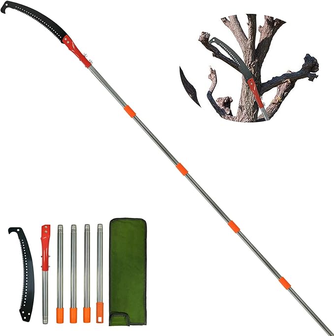 Pole Saws for Tree Trimming, Manual Pole Saws 7.8 Feet Extension Pole Tree Trimmer Cut Tree Branch Garden Tools Loppers Hand Pruning Saws for Sawing and Shearing