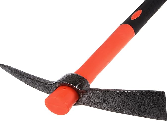 HARFINGTON Pick Mattock Hoe, 15 inch Steel Forged Weeding Garden Pick Axe with Yellow Fiberglass Handle Garden Mattock Pickaxe Tool for Digging, Gardening, Camping, Planting