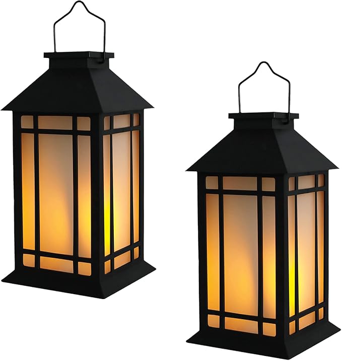 13-Inch IP65 Waterproof Battery-Powered Outdoor Lantern with Led Flameless Candle and 6-Hour Timer - Decorative Lantern for Patio & Garden(2 Pack)