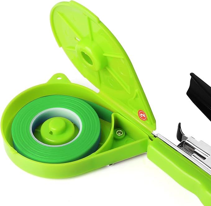 20 Rolls Green Plant Ribbon Binding Tape for Plant Tying Machine, PVC Tape Plant Ribbon Tape, Garden Tape Roll Plant Tape with 10000pcs Staples