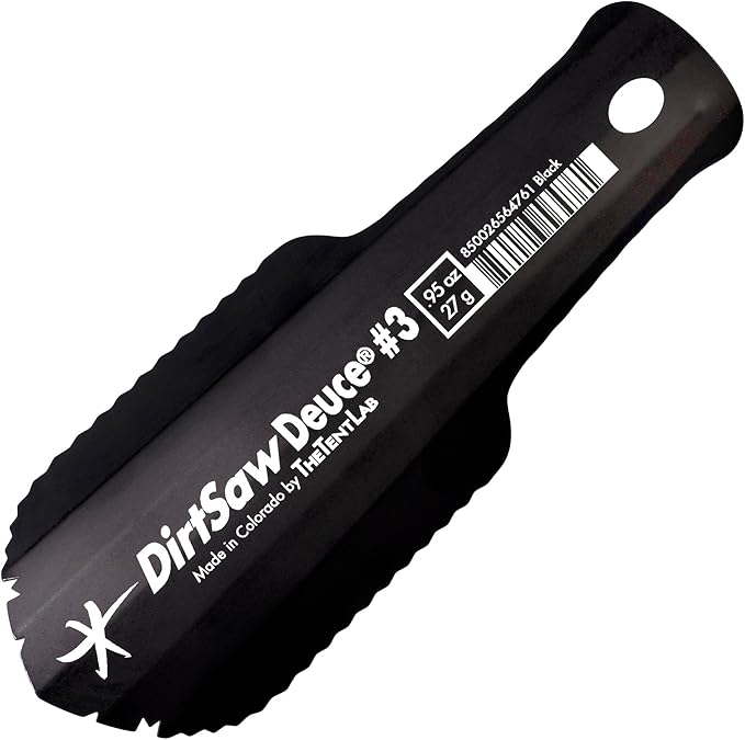 DirtSaw® Deuce #3 - .97 oz Ultralight Backpacking Trowel, Color: madeinUS–Black