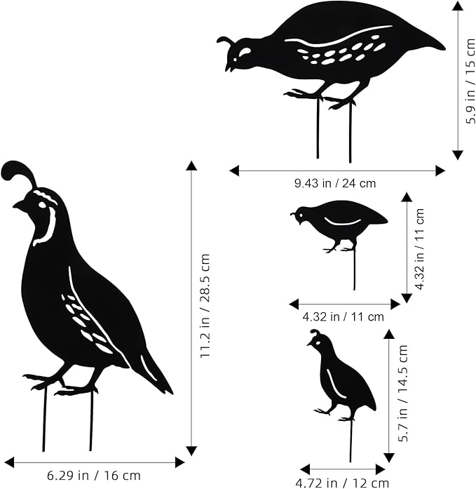 jojofuny 4pcs Garden Quail Stake Bird Yard Art Metal Statue Decor Animals Silhouette Outdoor Decoration Courtyard Ornaments for Lawns Backyard Patio Backyard Pathway