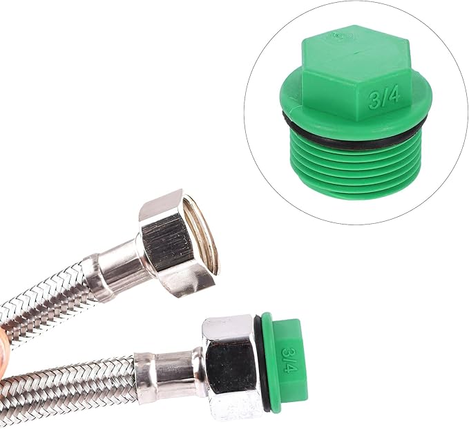 Baluue 10pcs Garden Hose Plugs and Caps, 3/4" Plastic Tubing Stoppers, Green Ppr Material, Prevents Leakage, Ideal for Garden Irrigation and Water Supply