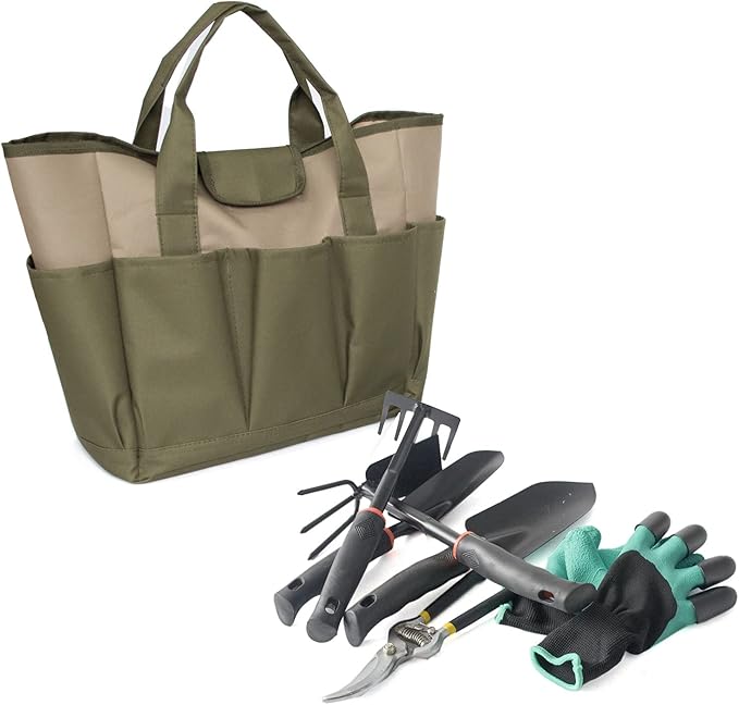Garden tote bag, garden tool bag with 9 pockets garden tool storage bag for storing gardening kits and gardener's storage bag