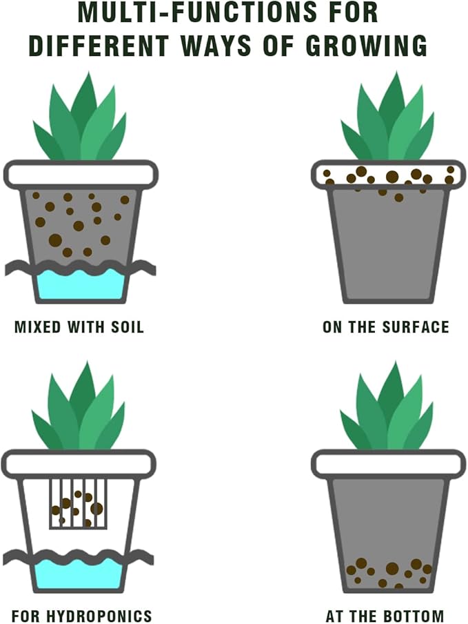 Natural Leca Clay Pebbles, 15LBS 8mm-18mm Expanded Organic Balls Plants Grow Media Gardening Soil for Hydroponics, Drainage, Decoration, Aquaponics