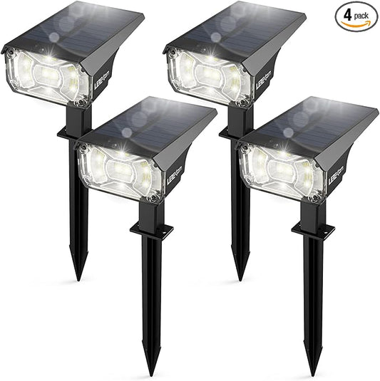Solar Spot Lights Outdoor,IP65 Waterproof 40 LEDs Solar Landscape Spotlights,USB & Solar Powered Wall Lights,3 Modes Outdoor Solar Garden Lights Outdoor In-Ground Lights for Yard Porch 4 Pack