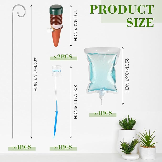 Norme Plant Drip Irrigation Set 500 ml Drip Water Bag Plant Waterer with Support Rod Plant Watering Stakes Self Watering Spikes Automatic Watering System for Potted Plants Indoor Outdoor(6 Pcs)