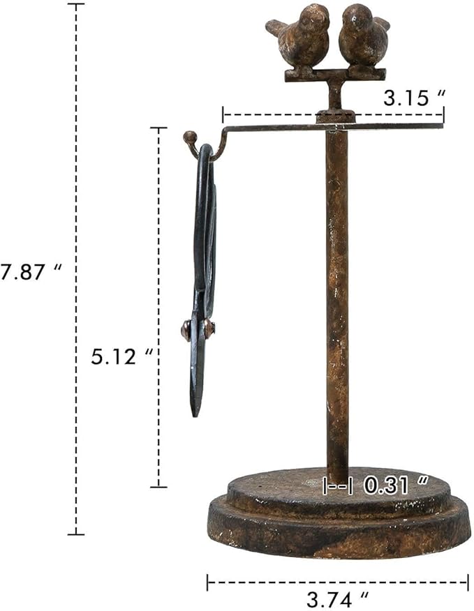 SOFFEE DESIGN Vintage Jute Twine Holder with Scissors for Garden Farmhouse Kitchen Counter Antique Twine Set Birds Rustic Black