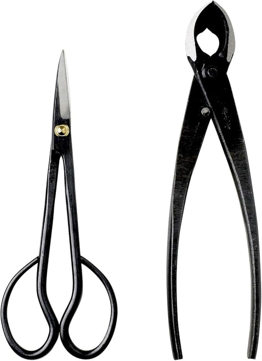 Wazakura Japanese Bonsai Tool Kit Made in Japan - Hanafubuki Satsuki Scissors 7inch(180mm) + Concave Branch Cutter 8inch(200mm) Gift Box Set