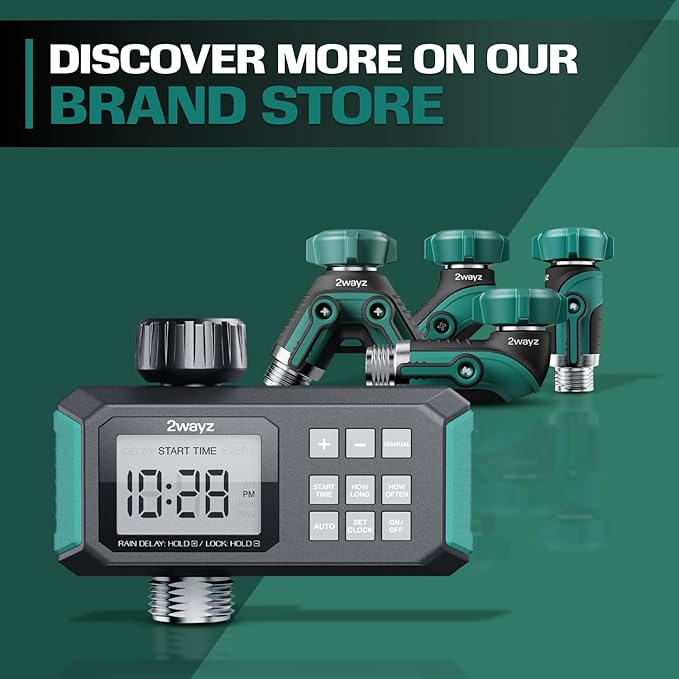 2WAYZ Dual Outlet Water Hose Splitter - Heavy-Duty Brass Y Connector, 360° Rotation, Easy Installation, Leak-Proof Design with Spigot Extender - Ideal for Garden, Washing Machines, Outdoor Faucets