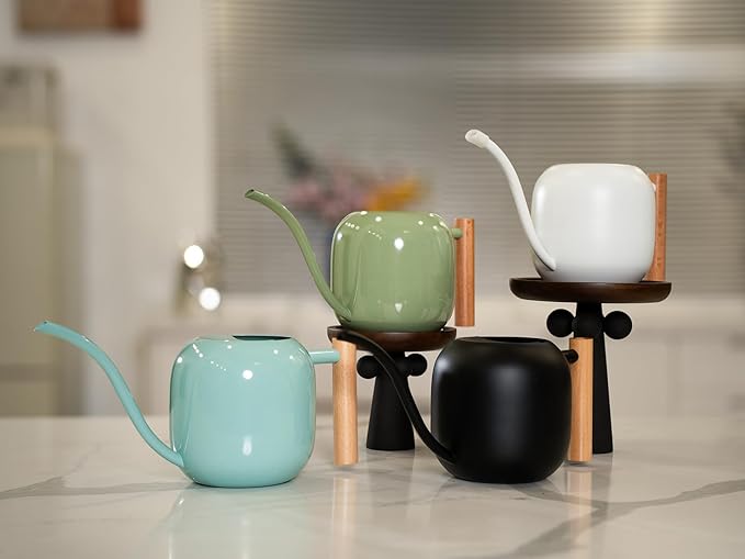 Green Moon Watering Can Indoor Plants 1.2L/41oz Sage Green Water Can Indoor Metal Small Water Can Pot with Long Spout for House Bonsai Plants Garden Flower Decorative