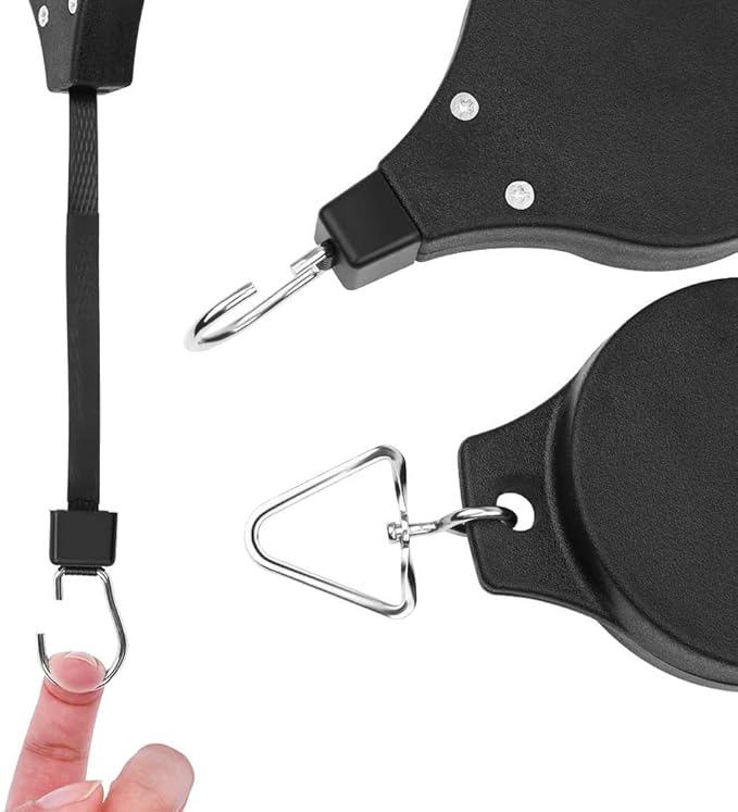 Pack Plant Hook Pulley, Retractable Plant Hanger Easy Reach Hanging Flower Basket for Garden Baskets Pots and Birds Feeder Hang High up and Pull Down to Water Or Feed (Black 6Pack)