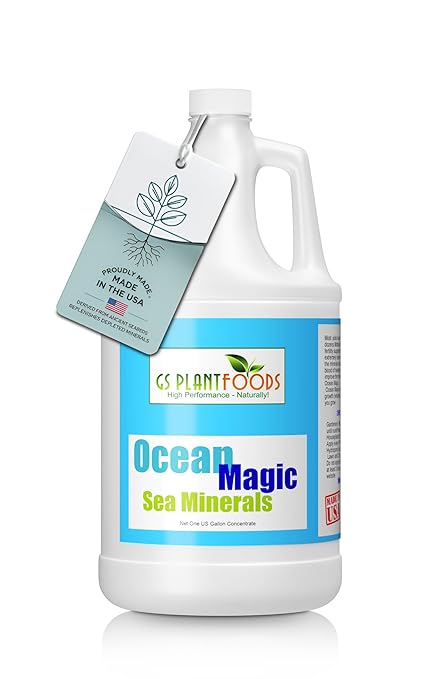 Ocean Magic Sea Mineral Fertilizer by GS Plant Foods(1 Gallon) - Soil Mineral Health Improvement Liquid Concentrate - Sea Minerals for Lawn and Turf, Gardens & House Plants