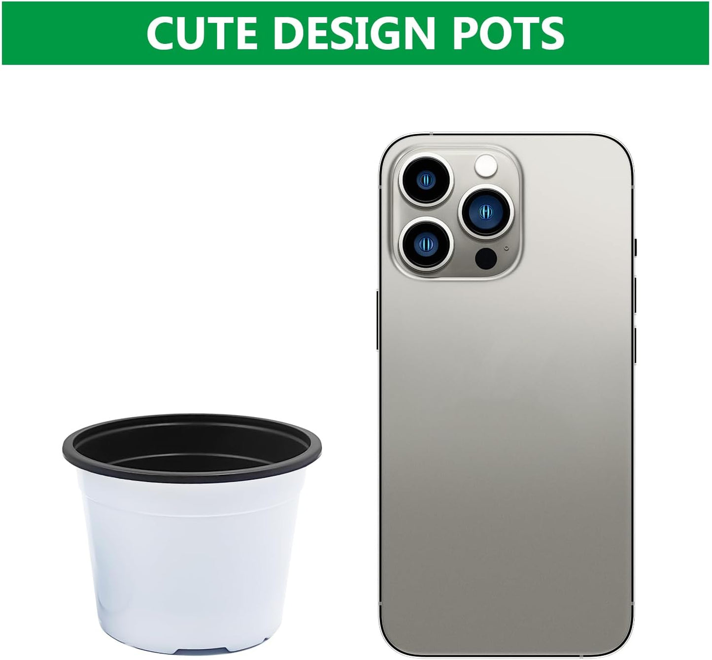 Nursery Pots, 100 Pack 2.8 inch Plastic Plant Pots, Small Flower Pots for Succulents, Seedlings, Flowers, Transplanting（White）