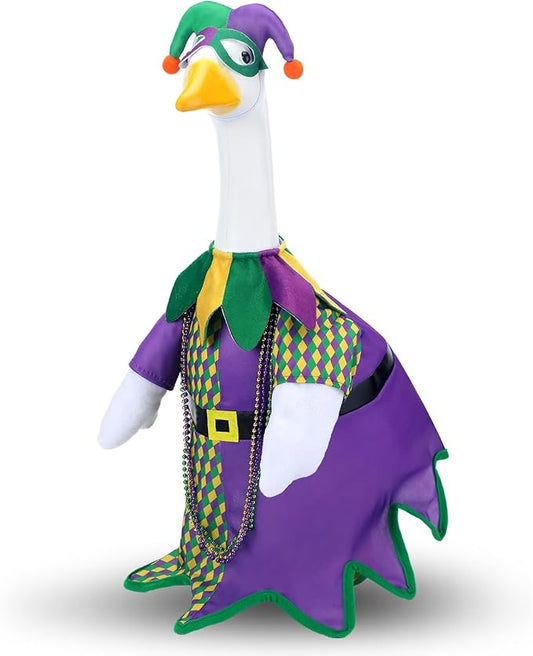 Mardi Gras Jester Outfit Goose Clothes for 23 High Cement or Plastic Lawn Porch Lawn Garden Goose Costume Clothing