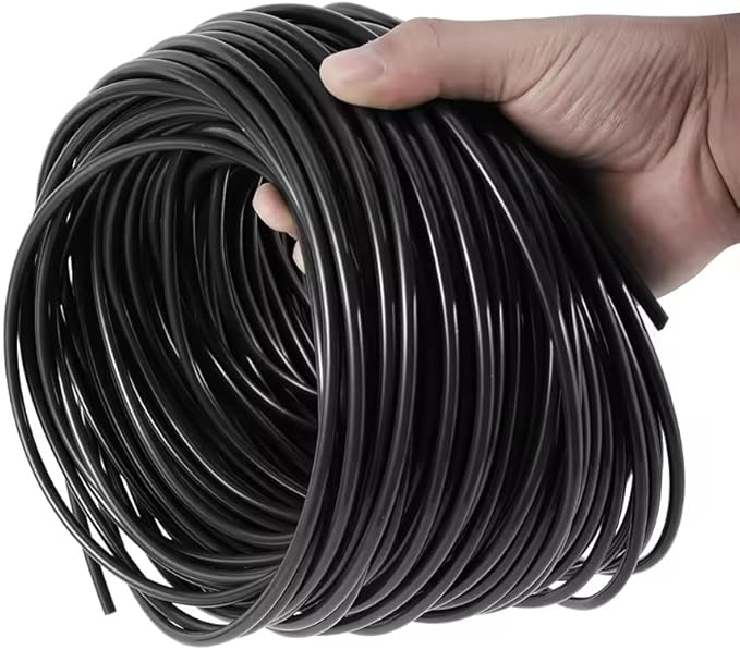 50' ft USA Made Premium 1/4-Inch Drip Irrigation Poly Supply Tubing, for Irrigation Drippers, Drip Emitters, and Drip Systems - Polyethylene (Works with Raindrip, Rainbird & More) (Black 50')