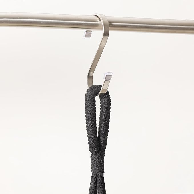 Hanging Planter with Patterns,2Packs Macrame Plant Hangers Indoor Macrame for up to 8 inch Pot Crochet Boho Plant Hanger Holder for Indoor Outdoor with 2S Shaped Stainless Steel Hooks (Black)