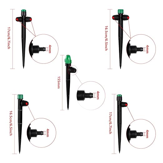 30Pcs Drip Irrigation Emitters Sprayer with Lock Barbed for 1/4" Drip Tubing - Leak-Proof Adjustable Micro Spray Drippers (4-7mm) for Garden Irrigation System (30PCS Mix Emitters)