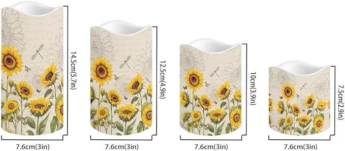 Ystardream Elegant Sunflower Flameless Candles Color Changing LED Candles with Remote Control Battery Candles for Outdoor and Indoor Home and Room Decoration,Backpack Set of 4 Piece