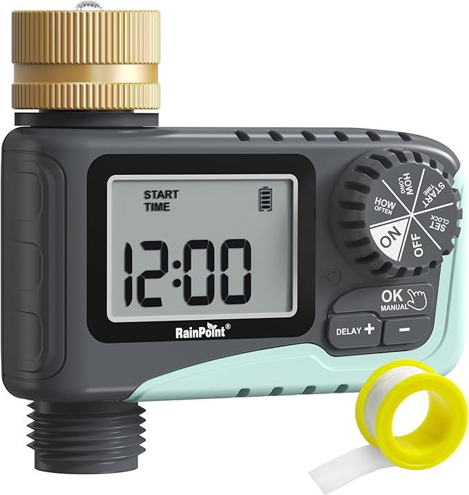 RAINPOINT Sprinkler Timer Outdoor, Water Timer for Garden Hose Faucet Timer, Programmable Watering Irrigation Timer with Rain Delay/Manual, V2, 2024 Release(Metal)