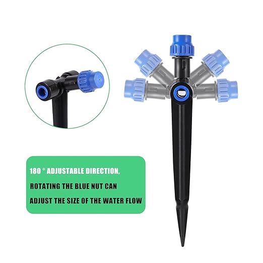 Drip Irrigation Emitters,with Adjustable 360 Degree Water Flow Drippers Sprayer Push-to-Fit for 1/4 inch Tubing Garden Drippers Sprayer for House Garden Watering System(6pcs-Atomization Sprinker)