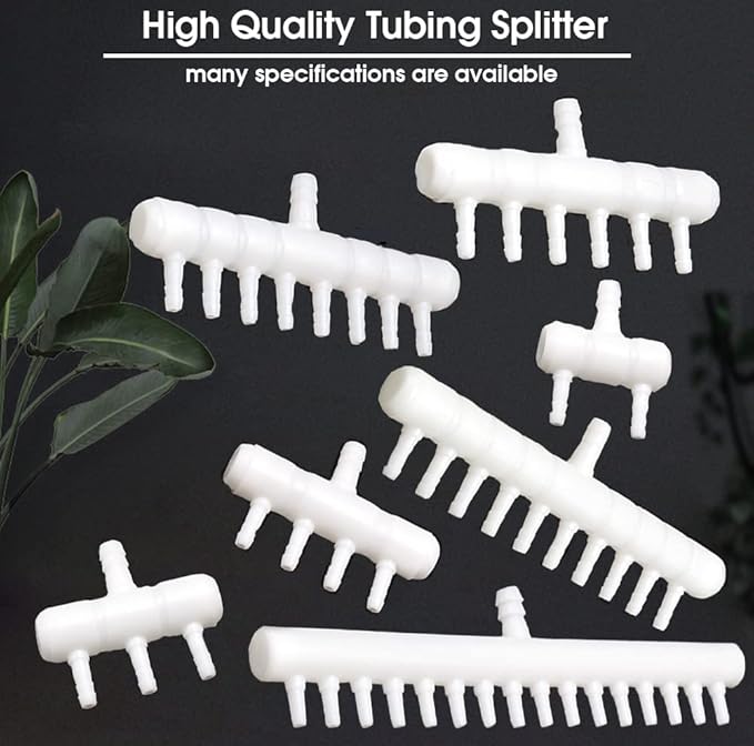Rake-shaped hose joint air discharge diverter, Plastic Barb Hose Fitting Connector, 8-Way Outlet Air Line Pump Tubing Splitter Water Flow Divider, for Aquarium Garden Agricultural Irrigation（6Pcs）