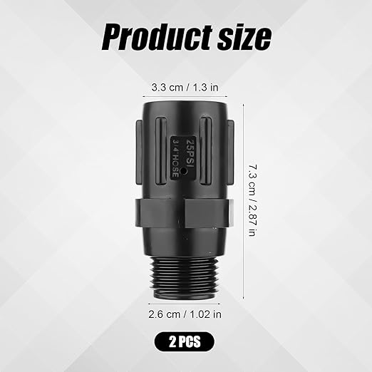 2pcs Water Pressure Regulator, 25PSI 3/4" Hose Thread Garden Hose Pressure Regulator Drip Irrigation Tubing Adapter Low Flow Valve Pressure Reducer for Drip Irrigation System