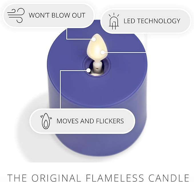 Luminara Outdoor Votive Flameless LED Candle, Vivid Ultramarine 2" x 3.2", Moving Flame Battery Operated Timer Remote Ready IPX4 Matte Plastic Finish