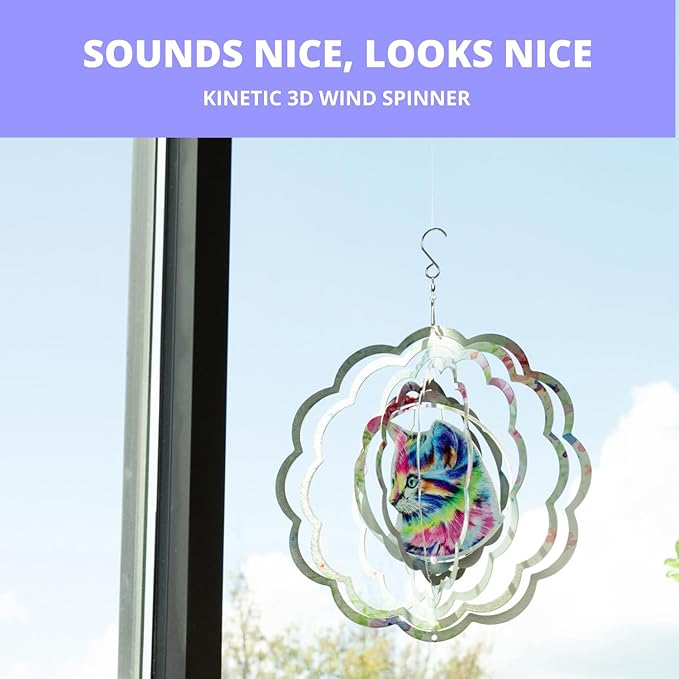 VP Home Colorful Cat Kinetic Wind Spinners for Yard and Garden Wind Spinner Outdoor Metal Large Hanging Cat Decor 3D Garden Art Wind Sculpture Spinners Cat Garden Decor Kinetic Art Garden Spinner