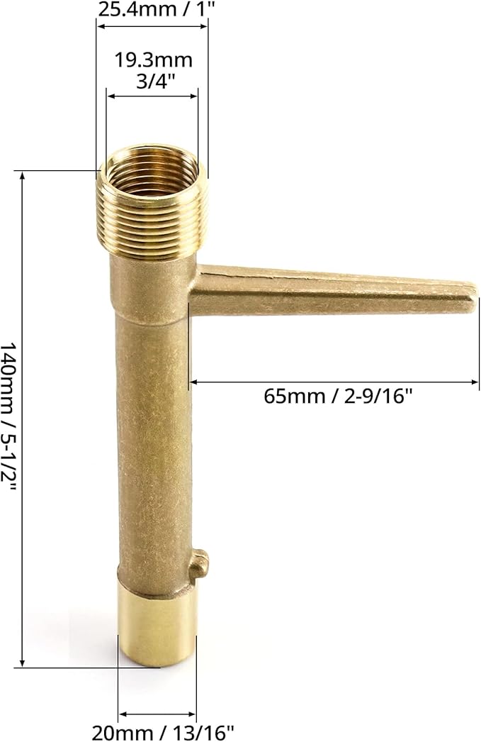 QWORK Quick Coupling Valve Key, 3/4 Inch Brass Irrigation Tool Sprinkler Key for Agricultural, Yard, Garden