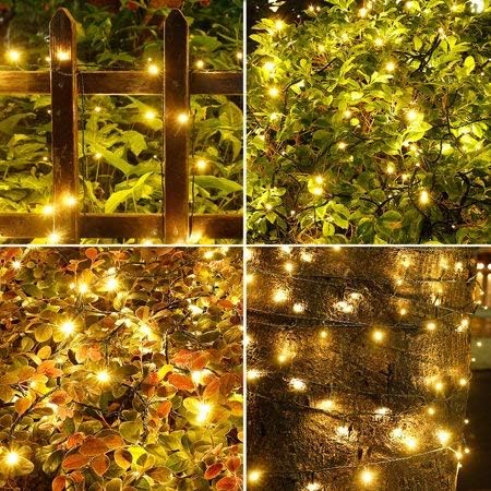 2-Pack Connectable 164FT 400LED Outdoor String Lights Waterproof, Twinkle Lights with 8 Modes, Christmas String Lights Green Wire for Holiday Party Christmas Decorations, Warm White