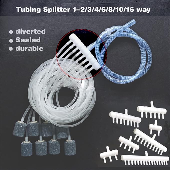 Rake-shaped hose joint air discharge diverter, Plastic Barb Hose Fitting Connector, 4-Way Outlet Air Line Pump Tubing Splitter Water Flow Divider, for Aquarium Garden Agricultural Irrigation（8Pcs）