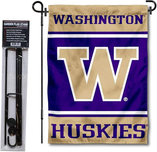 College Flags & Banners Co. Washington Huskies Garden Flag with Stand Holder