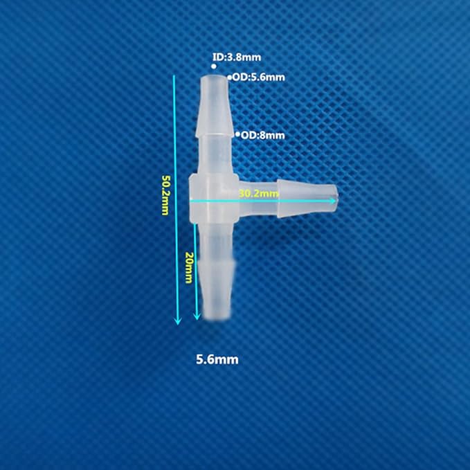 Unifizz T - Piece Hose Equal Paths Tube Accessories,5.6mm Equal Paths Plastic Hose Tube Connector For Cooling Watering Irrigation, Transparent, 10Pcs