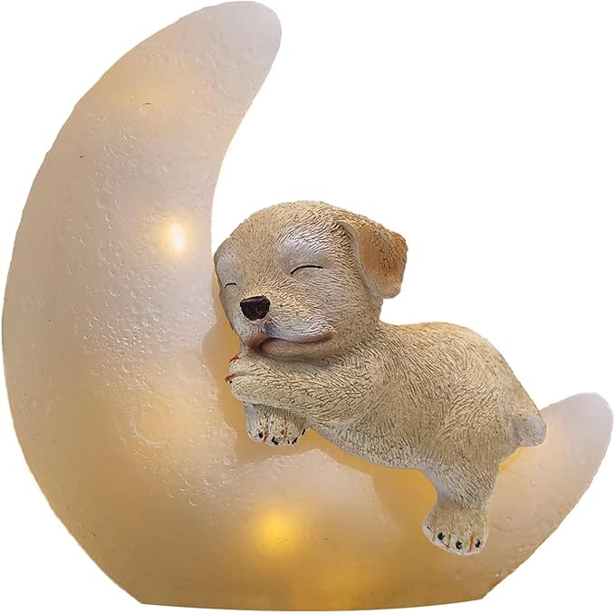 Garden Dog Statues Outdoor Decor, Solar Powered Resin Lawn Ornaments with 8 LEDs Warm White, Outdoor Decoration for Patio Yard Lawn Porch Housewarming Garden Gift