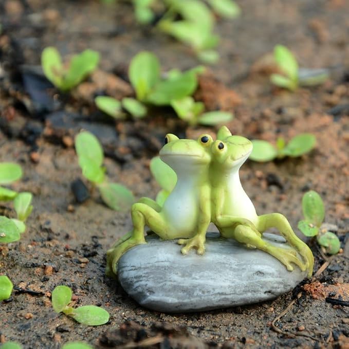 Top Collection Miniature Fairy Garden and Terrarium Statue, Frog Friends on Stone