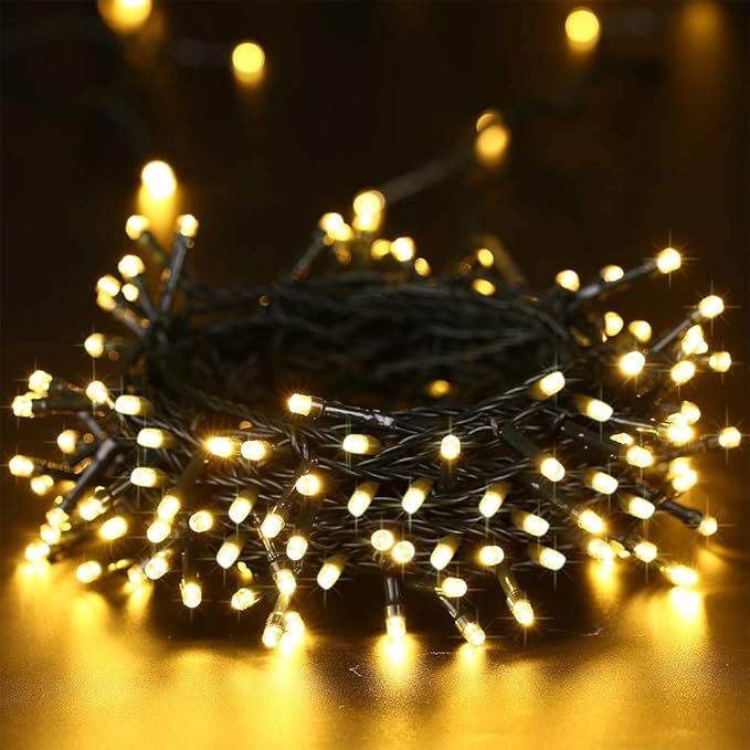 Solar Christmas Lights Outdoor, 98.4ft 300 LED Solar Fairy String Lights, 8 Modes Waterproof Christmas Lights for Garden, Patio, Bush, Home, Party, Wedding, Holiday, Tree Decorations (Warm White)
