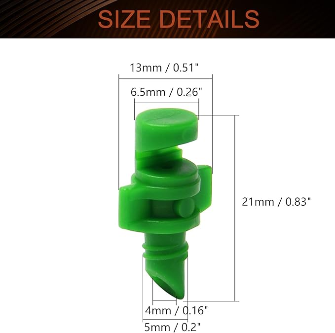 MroMax 20Pcs 180 Degree Micro Sprayer Automizing Sprinkler Nozzle Hydroponic Aeroponic Misters Fan Jet for Miniature Garden Lawn Plant Irrigation System Green