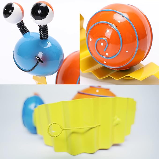 Metal Yard Art Cute Snails Garden Decor for Outside Lawn Ornaments Patio Outdoor Decorations - Set of 4(Yellow,Orange,Green,Red)